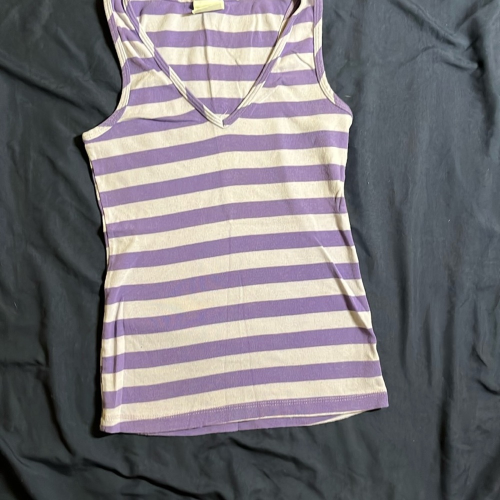 ✨2 for $15✨ Light and dark purple wide stripe racer back tank top